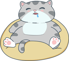 cartoon cat is sleeping on a pillow