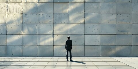 Fototapeta premium Person Standing in Front of Wall