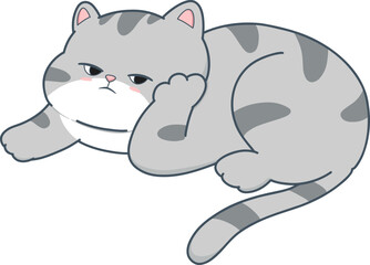 cartoon cat is laying down with its paws crossed