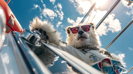 Obraz premium Stylish Anthro Sloth Living the High Life on a Luxurious Yacht Generative ai