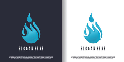 Water logo design with creative abstract concept Premium Vector