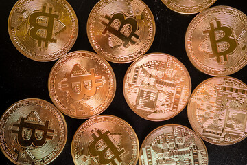 bitcoin coin on black background btc 