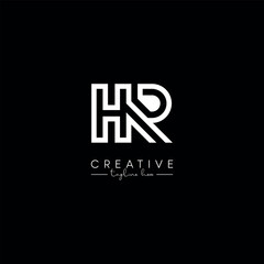 Creative Unique Letter HR RH Initial Based Stylish Line Logo Design.