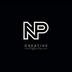 Creative Unique Letter NP PN Initial Based Stylish Line Logo Design