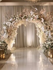 Elegant Arch Backdrop for Wedding Ceremony Generative AI