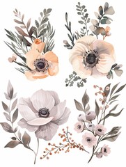 Pastel Floral Bouquet with Eucalyptus and Roses Generative AI