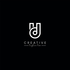 Creative Unique Letter UD DU Initial Based Stylish Line Logo Design.