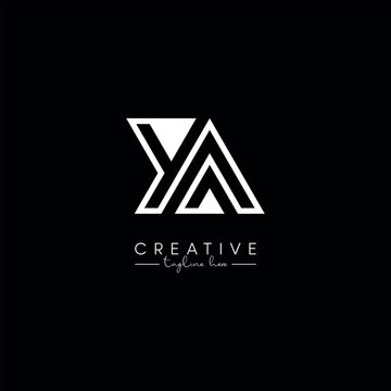 Creative Unique Letter YA AY Initial Based Stylish Line Logo Design.