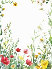 Summer Meadow Floral Frame Generative AI