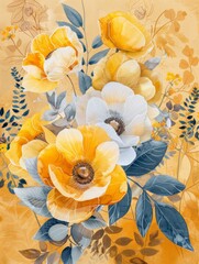 Luxury Floral Design with Gold Accents Generative AI