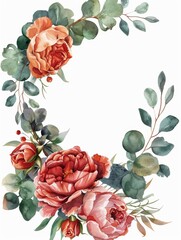 Vibrant Floral Bouquet with Eucalyptus and Roses Generative AI