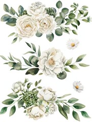 Delicate Floral Bouquets and Wreaths for Wedding Decor Generative AI