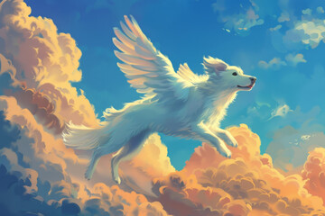 dog flying in the sky