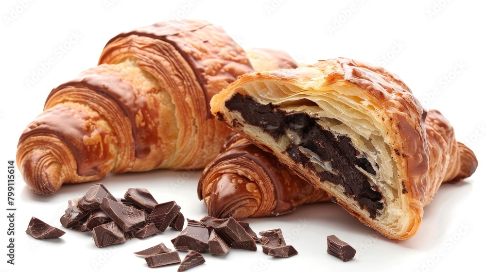 Canvas Prints Two chocolate croissants on white surface