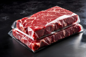 Vacuum-sealed steaks, perfect for for online grocery stores,  food industry marketing and e-commerce
