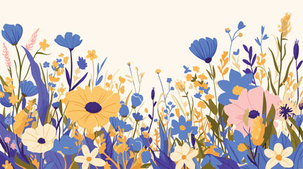 Obraz na płótnie Canvas Rectangular background decorated with blue wild blo