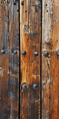 Obraz premium Close Up of Wooden Fence With Rivets