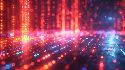 Obraz premium A computer screen with a red and blue background with a bunch of numbers