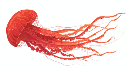 Obraz na płótnie Canvas Red bright medusa isolated on white background. Mar