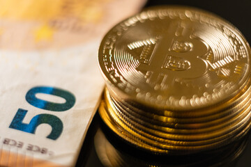 50 euro eu bitcoin cryptocurrency coin gold 
