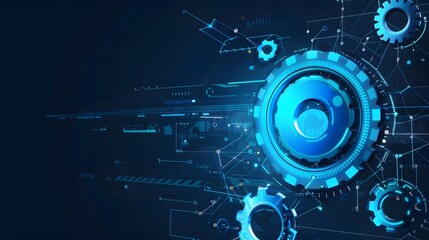 Fototapeta premium A blue background with a bunch of gears on it