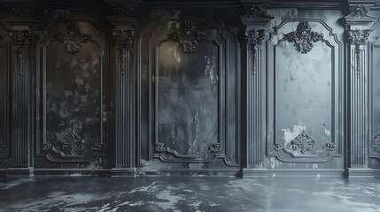Luxurious living room with lavish use of black marble, blending classic elements with contemporary minimalism,クラシックな要素と現代的なミニマリズムを融合させた、黒い大理石を贅沢に使用した豪華なリビングルーム,Generative AI - obrazy, fototapety, plakaty