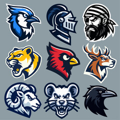 Dynamic Sports Mascot Logo Vector Collection: Elevate Your Team's Identity with Powerful Designs - obrazy, fototapety, plakaty