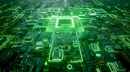 Fototapeta premium A computer chip is shown in a green color