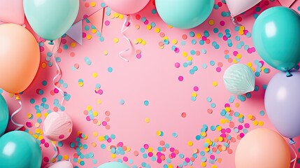 Party planning supplies with confetti balloons
