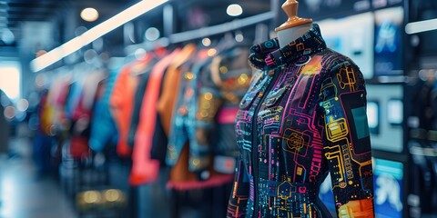 Naklejka premium Futuristic Fashion Showcasing Innovative Wearable Technology Concepts