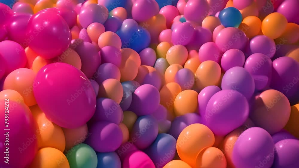 Poster numerous colorful balloons floating in the air generative ai