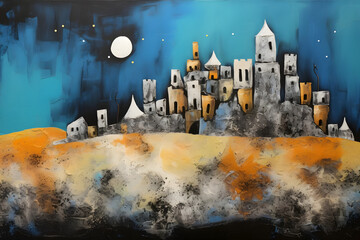Secluded Sandcastle Sadness, abstract landscape art, painting background, wallpaper, generative ai