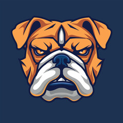 Angry bulldog head mascot vector illustration with isolated background