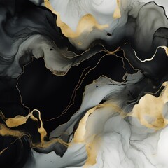 Black art abstract paint blots background with alcohol ink colors marble texture blank empty pattern with copy space for product design or text 