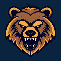 Angry bear head mascot vector illustration with isolated background