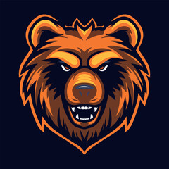 Angry bear head mascot vector illustration with isolated background