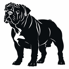 Black bulldog Silhouette vector illustration with isolated background
