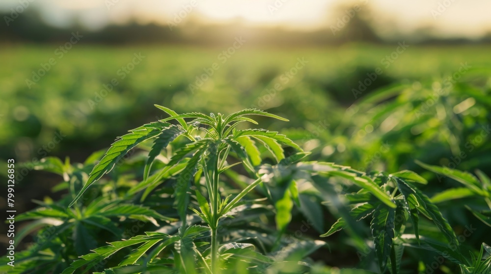 Poster green plants basking in sun