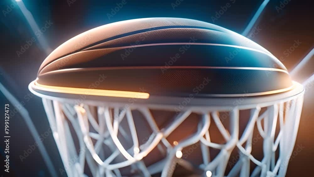 Poster basketball swishing through net generative ai