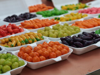 Fruit Shaped Mung Beans Kanom Look Choup Thai sweet street food Thailand