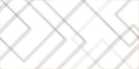 Abstract white background square pattern on banner with shadow. White and golden color technology concept geometric line vector background.	
