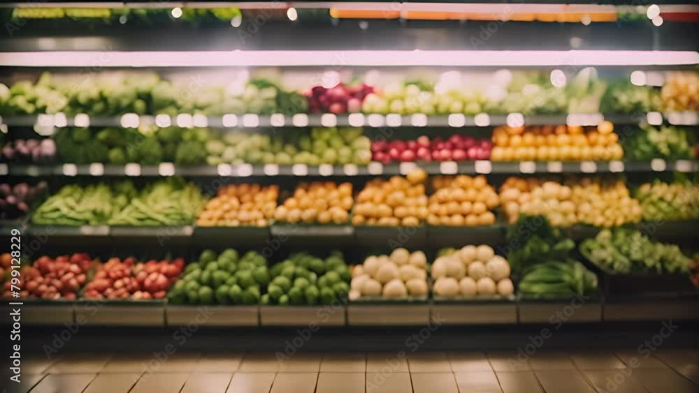 Poster abundant produce section in grocery store generative ai
