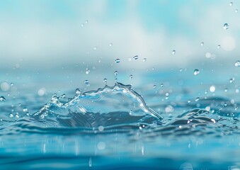 Aquatic Elegance: Blue Water Droplets in Closeup