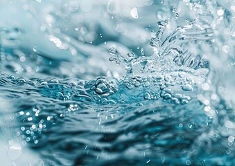 Aquatic Elegance: Blue Water Droplets in Closeup