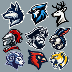 Dynamic Sports Mascot Logo Vector Collection: Elevate Your Team's Identity with Powerful Designs - obrazy, fototapety, plakaty