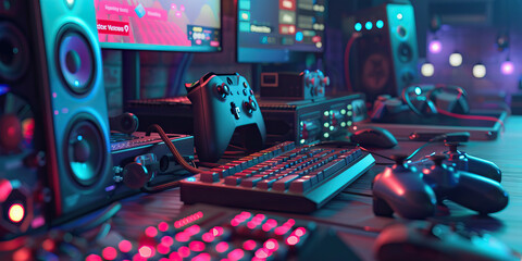 Close-up of a video game tester's desk with gaming consoles and bug tracking software, symbolizing a job in video game testing