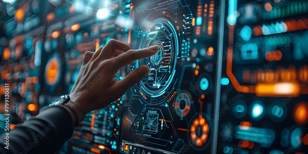 Poster innovative technology and data visualization powering the future of startup investment and digital t