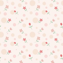 seamless pattern with hearts and flowers
