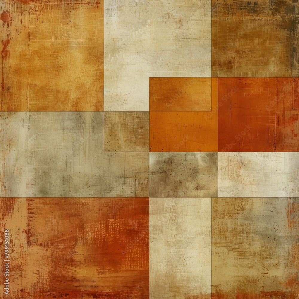 Aufkleber a minimalist geometric pattern composed of large, overlapping squares and rectangles in earthy tones