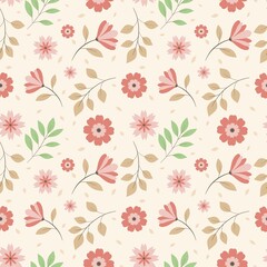 seamless pattern with flowers vintage background